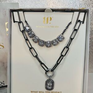 Bomb party Lux layers we love a queen moment,  CZ layered necklace on hematite